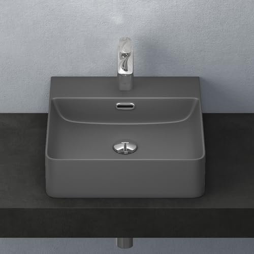 Mai & Mai Waschbecken Aufsatzwaschbecken Meissen201 Waschtisch Anthrazit matt aus Keramik 42x42x12cm inkl. Nano-Beschichtung