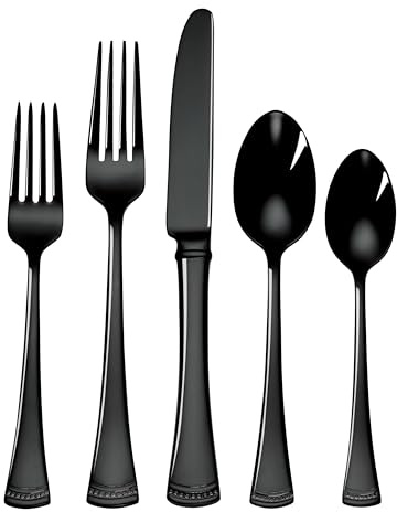 Lenox Black Portola 20-Piece Mirror Flatware Set, 3.30