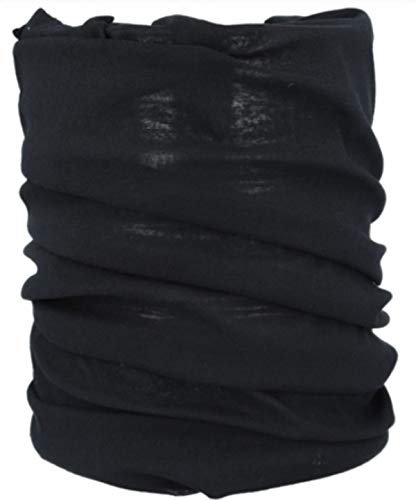 Multifunctional Headwear Neck Scarf Bandana Balaclava Face mask Headband Hairband Tube Gaiter Stretch Snood for Sports Yoga Running Cycling Hiking (Plain Black)