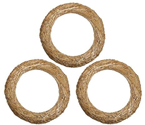 DekoPrinz® Strohkränze, 3 Stück | ø 25 cm Durchmesser | 4 cm Stärke | Strohrömer, Türkranz, Deko-Kranz, Kranz-Rohling, Strohring