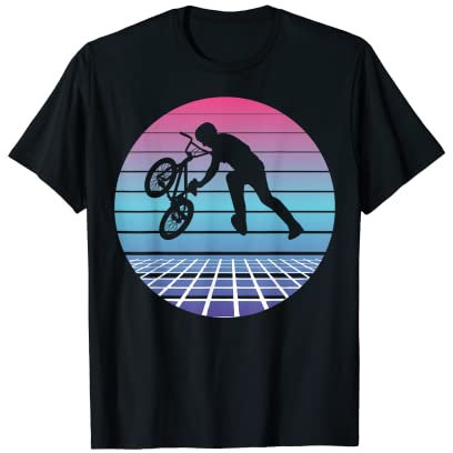 BMX Bike Fahrer Sprung Retro Vintage BMX Rad Fahrrad T-Shirt