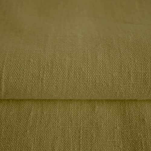 Hans-Textil-Shop Stoff Meterware Uni Moos 100% Leinen - 1 Meter, Leinenstoff, Kleider, Hose, Rock, Bluse, Hemd, Vorhänge, Kissen, Tischdecken