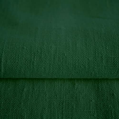 Hans-Textil-Shop Stoff Meterware Uni Dunkelgrün 100% Leinen - 1 Meter, Leinenstoff, Kleider, Hose, Rock, Bluse, Hemd, Vorhänge, Kissen, Tischdecken
