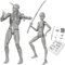Actionfiguren Body-Kun DX & Body-Chan DX PVC-Modell SHF Kinder Sammlerspielzeug Geschenk, Zeichnung Mannequin Figur Modelle für Künstler (Grau männlich + weiblich)