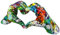 Lifestyle & More Moderne Skulptur Dekofigur Hand Heart aus Kunststein Mehrfarbig 29x12 cm