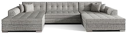 mb-moebel Wohnlandschaft U Form mit Schlaffunktion Ecksofa mit Bettkasten Couch Schlafsofa Eckcouch mit Bettfunktion Big Sofa XXL Couchlandschaft 355x164x80 cm VITI - Beige (Berlin 01)