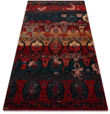 rugsx Wollteppich für Wohnzimmer, Schlafzimmer, traditionell Omega Tapas ethnisch, Dunkelblau 170x235 cm
