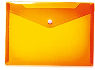 HERMA 20057 Dokumententasche A5 transparent orange, kleiner Sichttaschen Umschlag mit Druckknopf, Briefumschlag aus Plastik für Schule, Uni, Büro, Reise