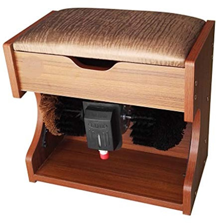Cireuse à chaussures Heavy Duty Door Step Nettoyeur de chaussures électrique Matériau en bois durable avec matériau en bois durable avec boîte de rangement et coussin moelleux pour bureau à domicile