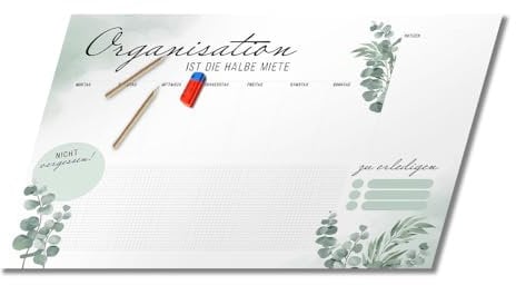 PRIMUS PRINT - Eukalyptus Schreibtischunterlage Papier - DIN A2 Unterlage Schreibtisch - Abreißblock - 80g Dickes Naturpapier - Stabiler Papprücken - 25 Blatt - [ Motiv: Eukalyptus ohne Fußleiste ]