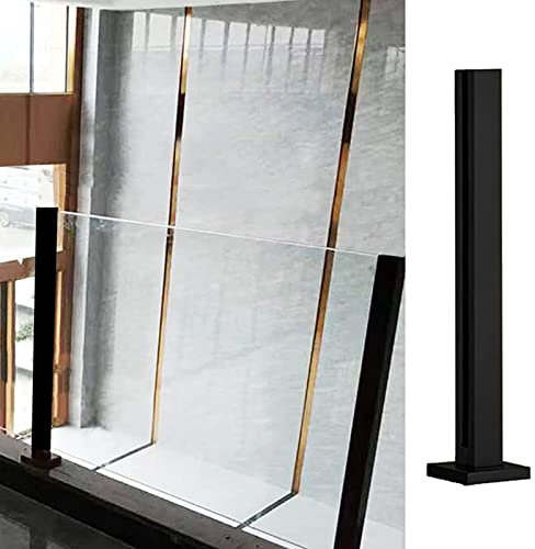 Zaunsäulen Glasgeländer 304 Edelstahlglas Balustrade Handlauf Innen im Freien, Black Safety Square Glasgeländerpfosten mit Kompletten Kits, 24 Zoll - 60 Zoll ( Color : Black End post , Size : H-140cm/