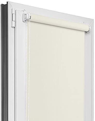 Estika Verdunklungsrollo ohne Bohren - Stoffbreite 70 cm x 120 cm - Ecru - 6 Stoff Farben, Rollos für Fenster ohne Bohren, Klemmfix rollos für Fenster innen