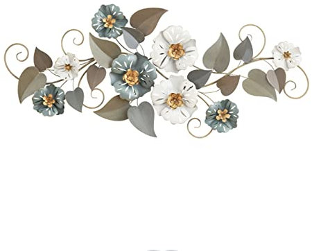 JOZZY Wanddekoration, luxuriöse Wanddekoration aus Metall, 3D-Pflanze, Blume, Eisen, Wandbehang, Dekoration, altes Handwerk, Heimwandskulptur, Anhänger für Wohnzimmer, Schlafzimmer, Büro