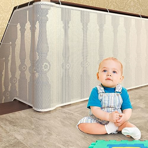 6 Metros Red de seguridad infantil, Red de Protección Contra Caídas para Escaleras, Barandillas de Balcones y Vallas, Robusta y Ajustable para Niños, Mascotas, Juguetes, 6*0,9 Metros Blanco, amo nenes