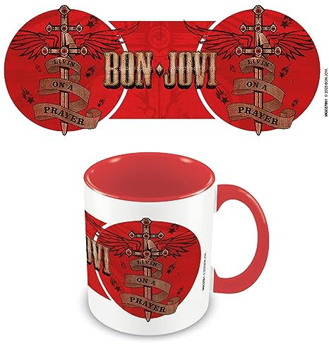 Pyramid International Bon Jovi Mug (Livin' On A Prayer Design) 11oz Ceramic Coffee Mug - Official Merchandise