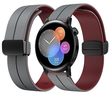 Silikon Armband für Huawei Watch GT3 42mm Magnetisch Armband 20mm Ersatzarmband Sport Silikon Weiches Armbänder mit Herren Damen Sportarmband mit Huawei Watch GT 3 42mm Ersatzband (10,20MM)