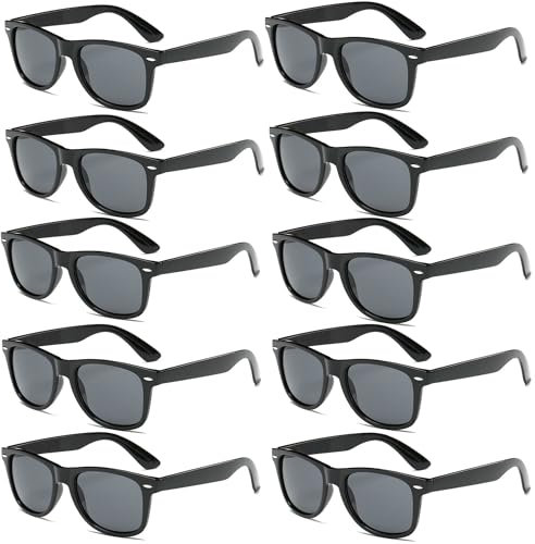 FSMILING 10 Stück Retro Sonnenbrille Schwarz Party Sonnenbrillen Set Schwarz Partybrille Vintage Sonnenbrille sonnenbrille 10er pack Für Herren Und Damen
