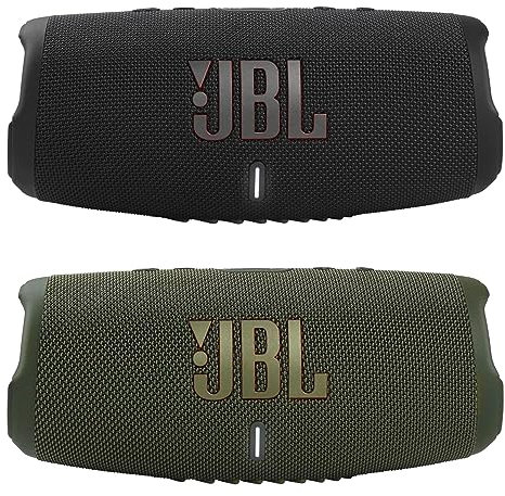 JBL Charge 5 - Waterproof Portable Bluetooth Speaker - Black/Green (Pair)