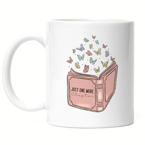 Hey!Print Just one more chapter Tasse Weiß Leseratte Bücherwurm Bestseller Ein Kapitel noch