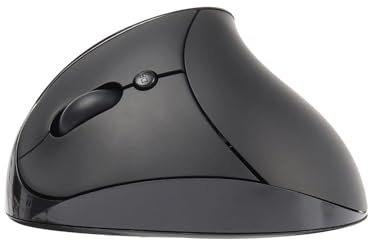 Left Handed Mouse Wireless Vertical Mouse Ergonomic 2.4GHz Optical Computer Mice with USB Receiver and 3 Adjustable DPI Portable Rechargeable Cordless Mouse for Laptop PC Desktop Notebook, Black