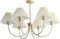 KCO Lighting Vintage-Kronleuchter mit Faltenmuster, weiße Pendelleuchte aus plissiertem Stoff, moderner goldener Sputnik-Kronleuchter, 6-flammige, klassische Kronleuchter für das Wohnzimmer