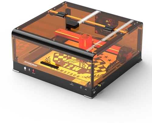 ATOMSTACK A12 Ultra Laser Graviermaschine 50W mit B3 Laser Enclosure, 0.05 * 0.06mm Laserfokus Laserschnitt, Kameragenaue Positionierung, 130W Effekt CO₂ Lasergravierer für Holz Metall Acryl Leder