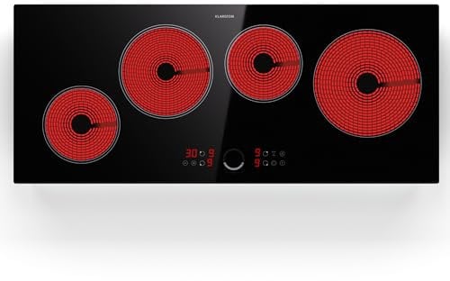 Klarstein Placa Vitroceramica 4 Zonas, Vitro Placa Induccion Bajo Consumo Control Táctil, Placa Coccion Integrada 6500W, Control Táctil, Placas Vitrocerámicas Eléctricas