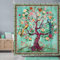 Newsely Duschvorhang mit Baum des Lebens, 152,4 x 183,9 cm (B x H), Frühlings-Blaugrün, Boho, Pfau, Retro, Blume, Blüten, Vögel, Duschvorhang, Badezimmer-Set, grüne Pflanze, wasserdicht,