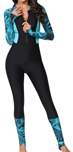 SEAUR Trajes de Surf Deportivos con Cremallera Mujer Bañador de Buceo Protección Solar Rashguard Completo 1 Pieza para Kayak Playa Piscina Negro 1 M