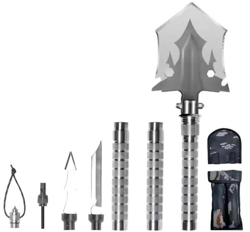 Dewould Outdoor Camping Multi-Function Stainless Steel Three Section Engineering Shovel, Suitable for Gardening, Courtyard Use