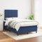 Willood Boxspringbett mit Matratze Blau 120x200 cm Stoff Block mit Quadraten Hohes Kopfteil