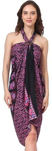 Sarong Pareo Damen Mandala Fransen Viskose Strandtuch Wickeltuch Wickelrock Strandrock Wickeltuch Bikini Cover Up für Badeanzug - Pink Rosa Türkis Pfau