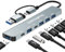 Adattatore HUB 7 in 1, hub USB C con 2 porte dati USB-C, USB3.0 e 4USB2.0, adattatore multiporta USB C portatile, per tablet, laptop, PS5/PS4, interruttore, stampante, ventola USB, flash drive (7 IN1