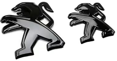 Auto Abzeichen Logo Aufkleber für Peugeot 208 II 2019-2023, Auto-Emblem Logo Aufkleber für Lenkrad Zubehör/Motorhaube Vorne und Hinten Kühlergrill Front Motorhaube