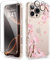 GVIEWIN Compatible with iPhone 16 Pro Case 2024,[Camera Control Button] with Screen &Camera Lens Protectors Clear Shockproof Drop Protection Anti-scratch Floral Cover for Women Girl,Sakura/Pink
