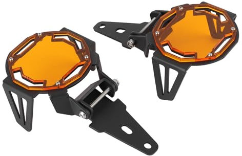 Denash LED-Nebelscheinwerferabdeckung, Stilvolle Nebelscheinwerferabdeckung, Einfache und Exquisite Installation für Allgemeine Professionelle Motorrad-Nebelscheinwerfer (ORANGE)