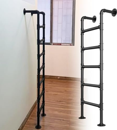 Scala in ferro resistente per seminterrato per emergenze domestiche di sicurezza da pavimento, scaletta per finestre, pozzi, per interni, mansarda, mansarda, scala antincendio, 146 cm