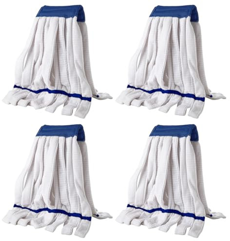 LOYORTY Lot de 4 têtes de balai à franges de rechange en microfibre pour usage domestique et commercial 414 g