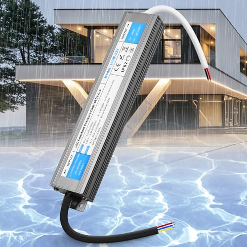 SUCIKORIO LED Transformateur 220V 12V 300W 25A Extérieur Etanche IP67, Alimentation LED Driver 12V 300W Ultra Fin LED Transfo Alimentation à Découpage Convertisseur De Tension AC à DC Transfo LED