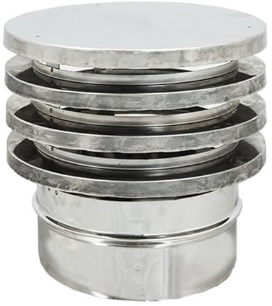 ALLINOX Terminale ZARA Antivento e Antipioggia In ACCIAIO INOX Comignolo Canna Fumaria Per Camino Con Base Tonda Stufa a Legna o Pellet INNESTO MASCHIO (DN 180)