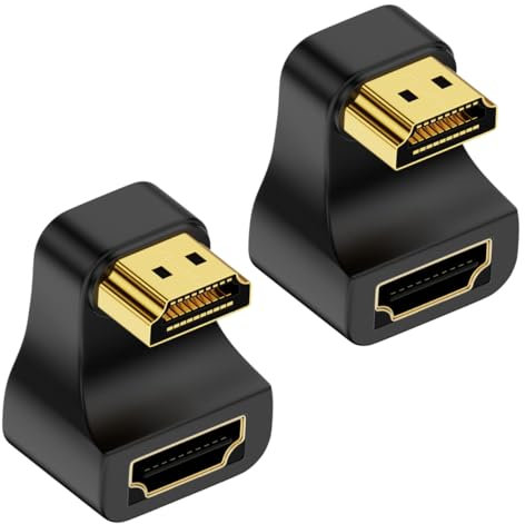 HTGuoji Lot de 2 adaptateurs HDMI 2.1 8K en forme de U, 360 degrés HDMI mâle vers femelle 48 Gbit/s 8K @ 60 Hz UHD2.1 3D avec indicateur LED pour ordinateur portable, PC, moniteur, projecteur, HDTV