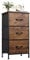 WLIVE Kommode mit 3 Schubladen aus Stoff, Kommodenschrank für Schlafzimmer, Kommode Wohnzimmer, mit Stabiler Stahlrahmen, Vintagebraun-Schwarz (3 Schubladen, Vintagebraun-schwarz)