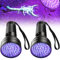 GAOUTO 2 Stück UV Schwarzlicht Taschenlampe mit 51 LEDs, UV Licht Lampe, Ultraviolettes Licht Lampe, UV Taschenlampe 395nm, Schwarzlichtlampe für Haustier Urin Detektor für Hunde und Katzen