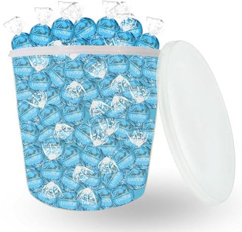 LINDT | 100 bouchées LINDOR Blanc Stracciatella | Boite de 1.25 kg de Chocolat à Offrir ou à Partager pour la Saint-Valentin, Pâques, un Anniversaire