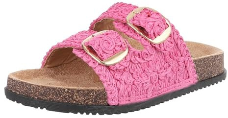 Ital Design Damen Sandalen mit Schnalle und Flacher Sohle, runde Spitze