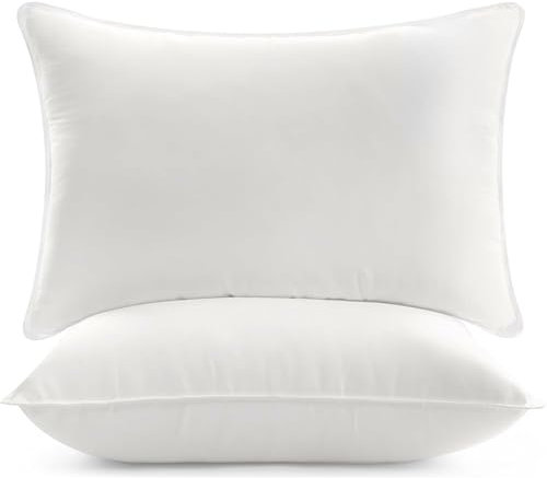 Promo Linge Lot de 2 Oreillers Doux Microfibres Moelleux Réglable en Hauteur, Rembourrage Polyester, Plusieurs Tailles (Blanc, 50x70 cm)