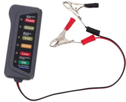 EXAOMBLE Tester Batteria Digitale Portatile per Auto e Controllo Alternatore Batteria con Display LED Strumento Pratico per e Carica