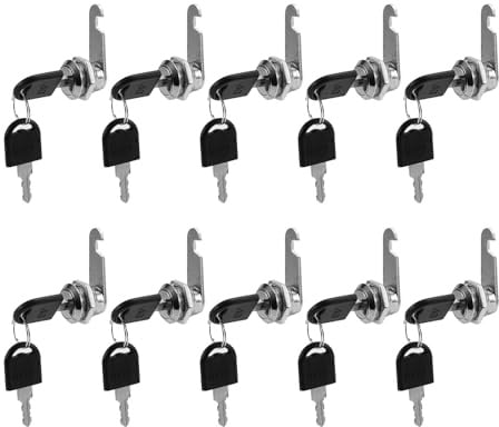Cvoepobey 10 Set di Serrature di Sicurezza per Armadietti con Cilindro In Metallo, Serrature A Camma con Chiavi, per Cassette Postali, con Serratura per Cassetti, 16 mm