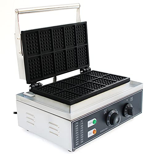 Waffeleisen Waffel Maker,1500W Edelstahl kommerzielle Waffel Maker Maschine,50~300 ℃，Antikleber Pfannen,Nichtklebende Teflonbeschichtung,38,5 * 27,5 * 21,5 cm