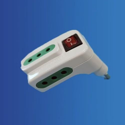 TEKHOME 5 Pezzi Adattatore Spina 10A con 3 Prese Schuko, Multipresa Compatta con Interruttore ON/OFF, Max 2000W, Uso Domestico e Ufficio – Modello XSL1048